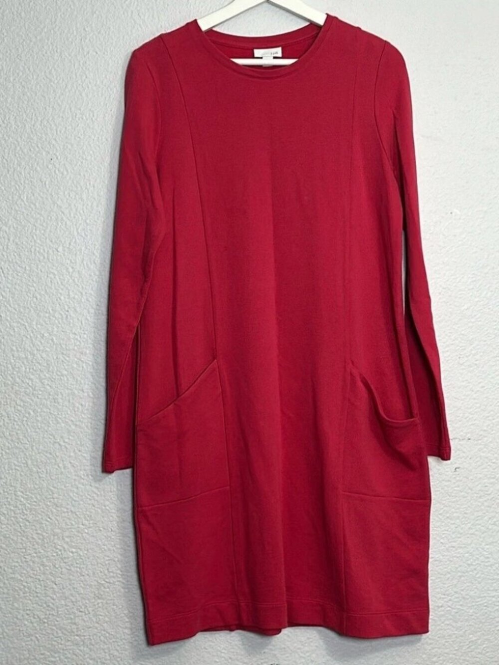 J. Jill Pink Pullover Sweater Dress Pockets Long Sleeve Womens Size Small Barbie